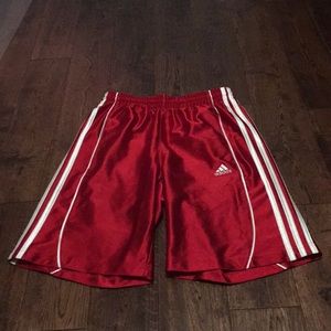 Red and white adidas shorts!